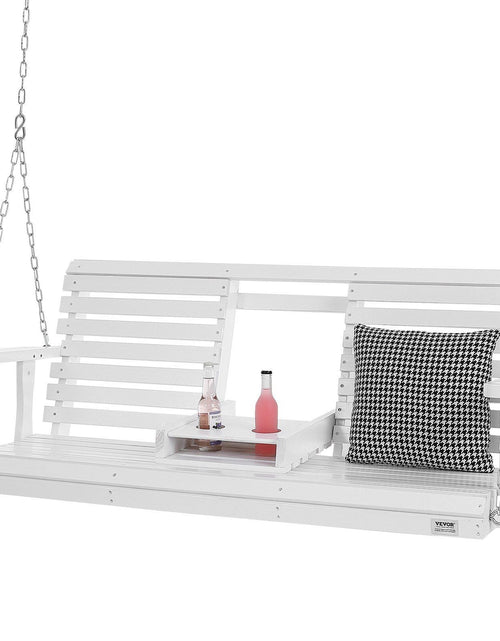 Load image into Gallery viewer, Wooden Porch Swing 5 ft, Patio bench swing for Courtyard &amp; Garden, Upgraded 880 lbs Strong Load Capacity, Heavy Duty Swing Chair Bench with Hanging Chains for Outdoors, White
