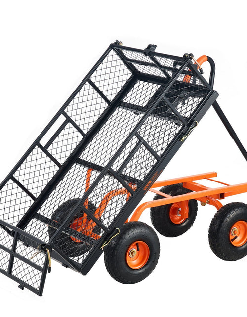 Load image into Gallery viewer, Dump Cart, Metal Garden Dump Cart with Easy to Assemble Frame, Dump Wagon with 2-in-1 Convertible Handle, Utility Wheelbarrow 400 lbs Capacity, 10 inch Tires
