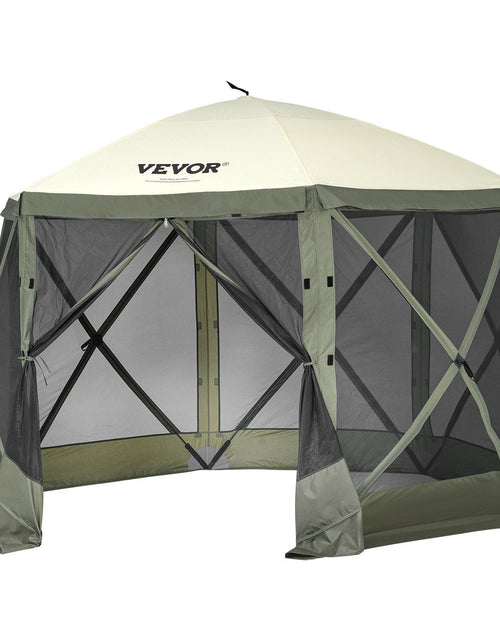 Load image into Gallery viewer, Pop Up Gazebo Tent, Pop-Up Screen Tent 6 Sided Canopy Sun Shelter with 6 Removable Privacy Wind Cloths &amp; Mesh Windows, 10x10FT Quick Set Screen Tent with Mosquito Netting, Army Green
