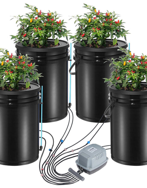 Load image into Gallery viewer, DWC Hydroponics Grow System Deep Water Culture with Top Drip 4 Buckets
