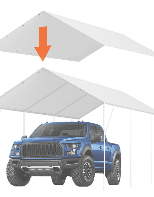 Load image into Gallery viewer, 10 x 20 ft Carport Replacement Canopy Cover, Garage Top Tent Shelter Tarp Heavy-Duty Waterproof &amp; UV Protected, Easy Installation with 40 Ball Bungeess (Only Top Cover, Frame Not Include), White
