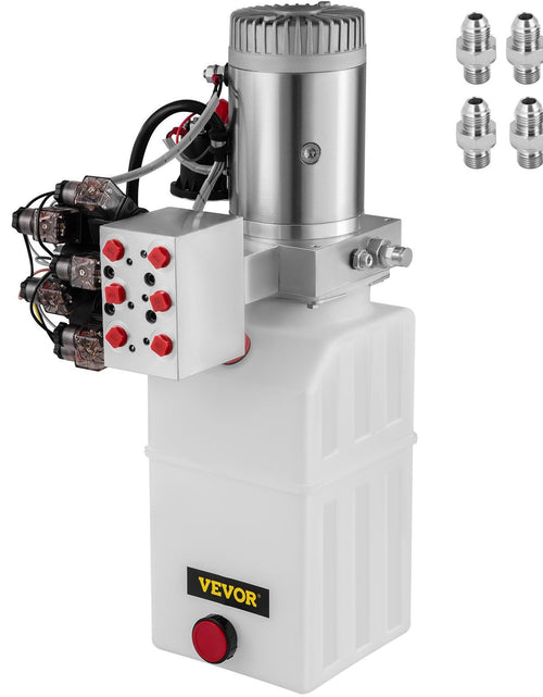 Load image into Gallery viewer, 6 Way Hydraulic Pump 12v 6 Quart Double Acting Dump Trailer Control Kit
