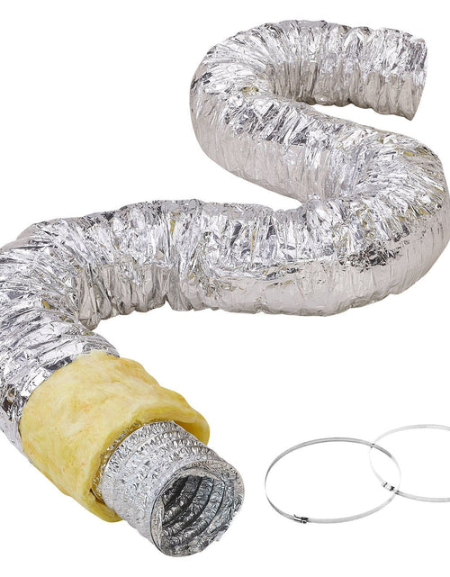 Load image into Gallery viewer, Dryer Vent Hose, 5'' Insulated Flexible Duct 25FT Long with 2 Duct Clamps, Heavy-Duty Three Layer Protection for HVAC Heating Cooling Ventilation and Exhaust, R-4.2 Flame Resistance Value
