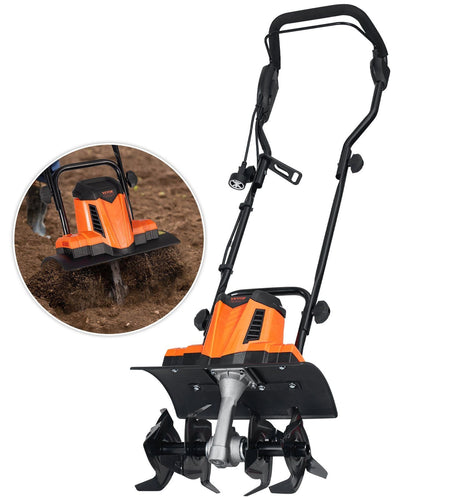 10 Amp Electric Tiller, 14" Tilling Width 3.94" Tilling Depth Corded Electric Tiller/Cultivator, Steel Mn Tines, Rototiller for Garden Lawn Soil Digging