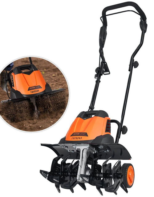 Load image into Gallery viewer, 12 Amp Electric Tiller, 18" Tilling Width 3.94" Tilling Depth Corded Electric Tiller/Cultivator, Steel Mn Tines, Rototiller for Garden Lawn Soil Digging
