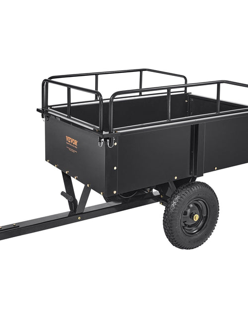 Load image into Gallery viewer, Heavy Duty ATV Trailer Steel Dump Cart, 750-Pound 15 Cubic Feet, Garden Utility Trailer with Removable Sides for Riding Lawn Mower Tractor
