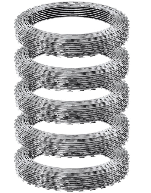 Load image into Gallery viewer, Razor Wires, 246 ft Razor Barbed Wire, 5 Rolls Razor Wire Fencing Razor Fence, Razor Ribbon Barbed Wire Galvanized Razor Wire Fence, Rolls Razor for Garden
