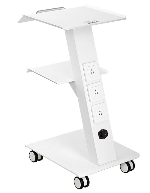 Load image into Gallery viewer, Lab Trolley, Rolling Lab Cart with Built-in Socket, 3-Layer Metal Mobile Trolley, Tray Rolling Clinic Cart with Swivel Wheels, 220 lbs Weight Capacity, for Lab, Clinic, Beauty and Salon
