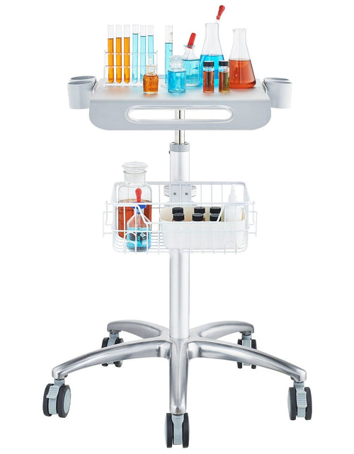 Load image into Gallery viewer, Medical Cart, Salon Cart with Wheels, Mobile Trolley Cart 26.77"-42.91" Height Adjustable, Metal Salon Stations for Hair Stylist, Rolling Desktop Lab Cart for Clinic, Beauty and Salon
