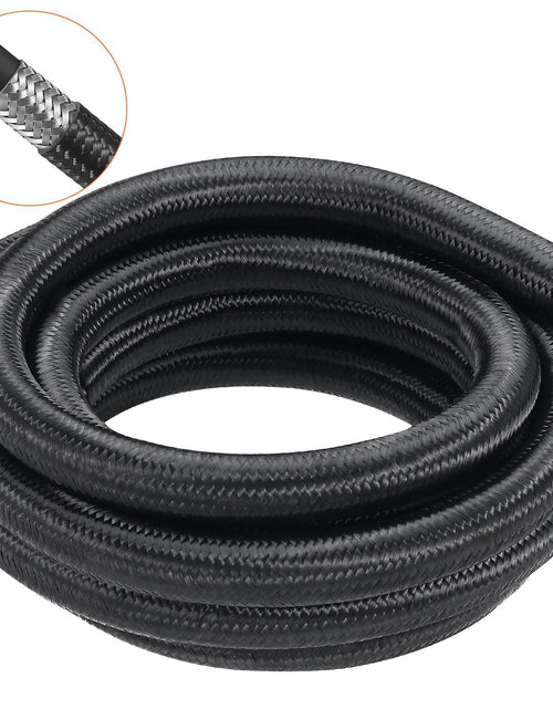Load image into Gallery viewer, 10AN Fuel Line Kit, 10 FT Fuel Hose Kit, 0.55" Nylon Stainless Steel Braided Fuel Line Oil/Gas/Diesel Hose End Fitting Kit, with 7 PCS Swivel Fitting Adapter Kit, Black
