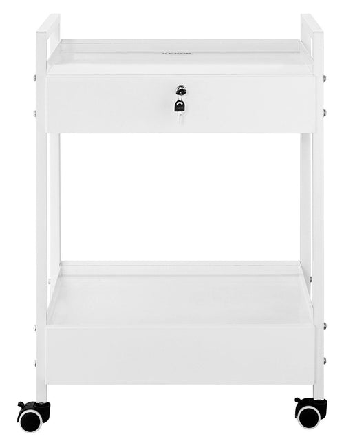 Load image into Gallery viewer, Lab Cart, 2 Tiers Stainless Steel Utility Cart, Medical Cart with 2 Drawers, Rolling Lab Cart White Paint, Serving Cart with Swivel Casters for Laboratory, Hospital, Dental, Salon and Beauty
