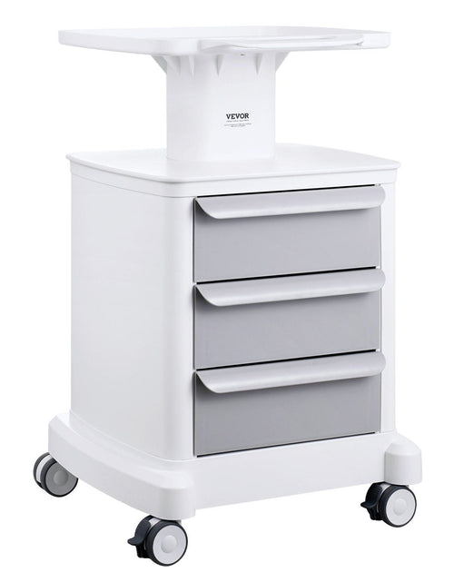 Load image into Gallery viewer, 4 Tiers Lab Carts Mobile Medical Cart with 3 Drawers &amp; 1 Top Tray White, Trolley Storage Cart with ABS Material, Lab Rolling Cart with 4 Silent Wheels for Lab, Clinic, Hospital, Salon, Office
