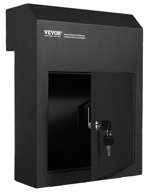 Load image into Gallery viewer, Through The Door Key Drop Box, Heavy Duty Steel Through the Door Mailbox with 1.8" 12" Key Lock, 12x6x16" Mail Drop Box, Black
