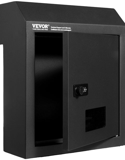Load image into Gallery viewer, Through The Door Key Drop Box, Heavy Duty Steel Through the Door Mailbox with 12" Combination Lock, Mail Drop Box, Black
