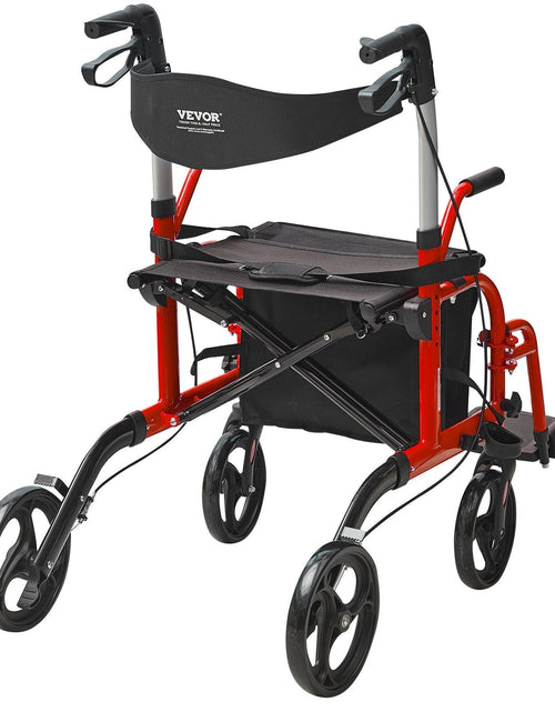 Load image into Gallery viewer, 2 in 1 Rollator Walker &amp; Transport Chair for Seniors, Folding Rolling Walker Wheelchair Combo &amp; Footrests, Lightweight Aluminum Mobility Walker with Adjustable Handle, All Terrain Wheels, 300LBS

