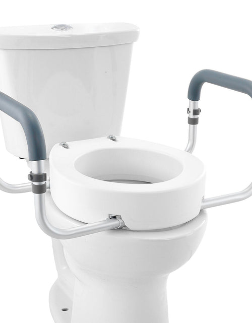 Load image into Gallery viewer, Raised Toilet Seat, 3.5" Height Raised, 300 lbs Weight Capacity, for Standard Round Toilet, Aluminum Handrail, with EVA Armrest Padding, for Elderly, Handicap, Patient, Pregnant, Medical
