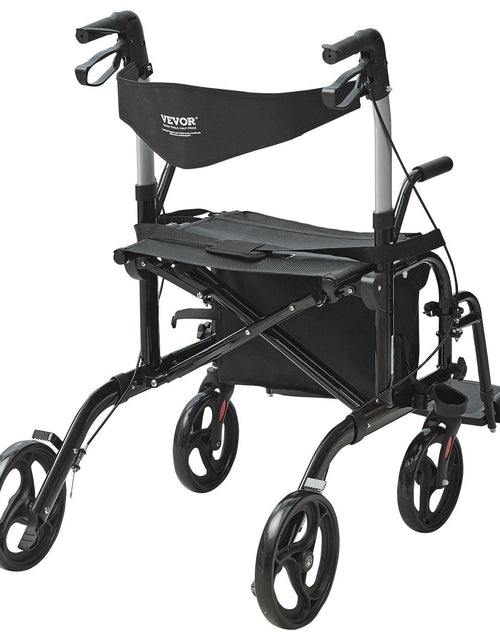 Load image into Gallery viewer, 2 in 1 Rollator Walker &amp; Transport Chair for Seniors, Folding Rolling Walker Wheelchair Combo &amp; Footrests, Lightweight Aluminum Mobility Walker with Adjustable Handle, All Terrain Wheels, 300LBS
