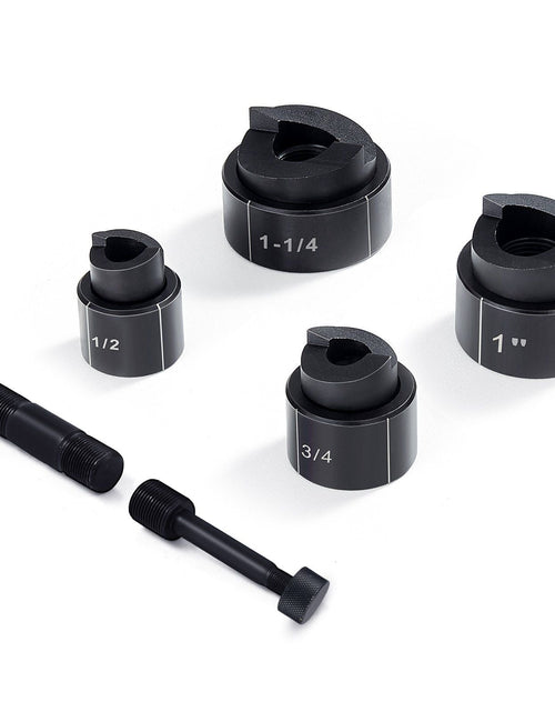 Load image into Gallery viewer, Hydraulic Knockout Punch Driver Kit Hole Tool 4 Die 1/2", 3/4", 1", 1-1/4"
