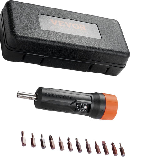 1/4" Drive Torque Screwdriver Wrench Set | 10-70 in-lbs Torque Adjustment Range | 1 in-lb Increment Torque Screwdriver | Driver Bits Set with View Window, 12 Bits & Case, Magnetic Function