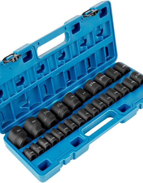 Load image into Gallery viewer, Impact Socket Set 1/2 Inches 26 Piece Impact Sockets, Shallow Socket, 6-Point Sockets, Rugged Construction, CR-V, 1/2 Inches Drive Socket Set Impact Metric 10mm - 36mm, with a Storage Cage
