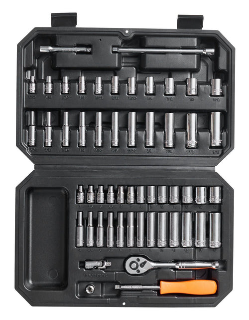 Load image into Gallery viewer, Socket Set, 1/4 Inch Drive Socket and Ratchet Set, 6-Point Socket Opening, 54 Pieces Tool Set SAE and Metric, Deep and Standard Sockets, 5/32-9/16 in, 4-14 mm, with Accessories, Storage Case
