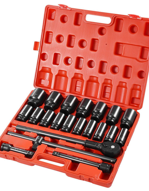Load image into Gallery viewer, Impact Socket Set 3/4 Inches 22 Piece Deep Impact Sockets, Socket Assortment 3/4 Inches Drive Socket Set Impact Standard SAE Sizes 7/8 Inches to 2 Inches Includes Adapters and Ratchet Handle
