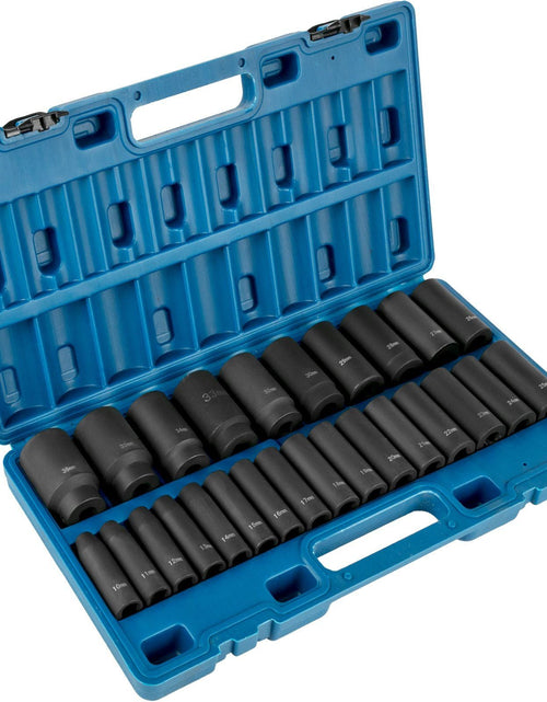 Load image into Gallery viewer, Impact Socket Set 1/2 Inches 26 Piece Impact Sockets, Deep Socket, 6-Point Sockets, Rugged Construction, Cr-V, 1/2 Inches Drive Socket Set Impact Metric 10mm - 36mm, with a Storage Cage
