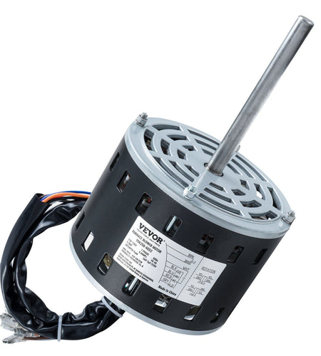 1/3HP Furnace Blower Motor, 110/120V 4.4Amps, 1075RPM 4 Speeds, CW/CCW Rotation, 48 Frame 5.2" Shaft Length, 5μF/370V Capacitor + 11" Hold Hoop