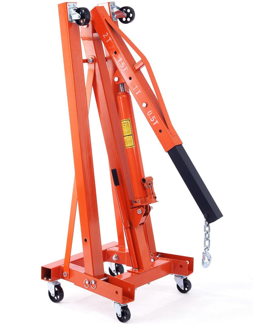 Load image into Gallery viewer, Hydraulic Engine Hoist with Lever, 2 Ton/4400 LBS Heavy-duty Cherry Picker Shop Crane, Foldable Engine Crane and Engine Hoist leveler for Auto Repair, Motors, Weights Lifting, Loading
