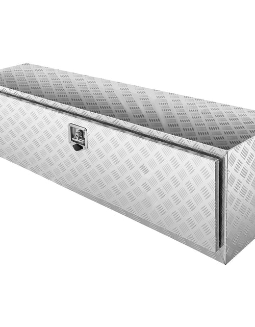 Load image into Gallery viewer, Underbody Truck Box, 60"×24"×24" Pickup Storage Box, Heavy Duty Aluminum Diamond Plate Tool Box with Lock and Keys, Waterproof Trailer Storage Box with T-Handle Latch for Truck, Van, Trailer
