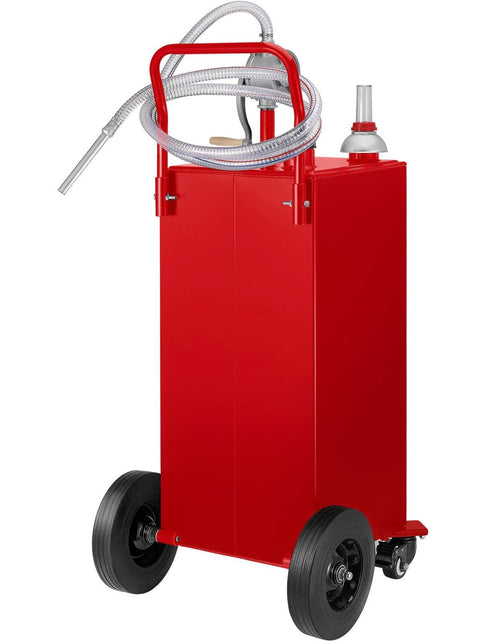Load image into Gallery viewer, 30 Gallon Fuel Caddy, Gas Storage Tank &amp; 4 Wheels, with Manuel Transfer Pump, Gasoline Diesel Fuel Container for Cars, Lawn Mowers, ATVs, Boats, More, Red
