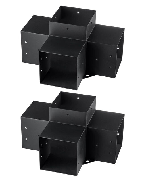 Load image into Gallery viewer, Pergola Bracket Kit 6''x6'', 2pcs 4-Way Heavy Duty Corner Bracket Woodworks DIY Post Base Kit, Easy Installation Wooden Beams for Gazebos, Patio Pergolas, Log Cabin Outdoor Pergola Hardware
