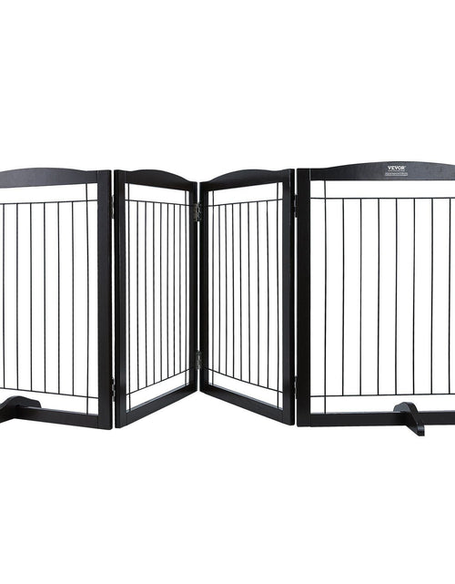 Load image into Gallery viewer, Free Standing Dog Gate, 32" H x 96.5" W Freestanding Pet Gate, 4 Panels Foldable Dog Gate for Wide and Narrow Passageways, Expandable Dog Barrier with Silent Foot Support for Indoor, Brown
