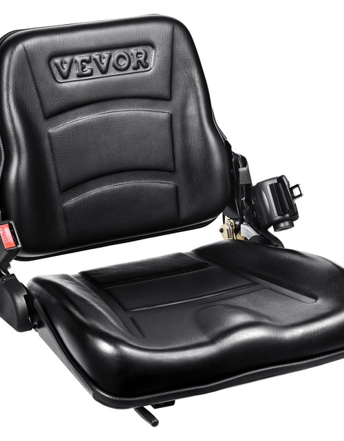 Load image into Gallery viewer, Universal Forklift Seat, Fold Down Tractor Seat with Adjustable Angle Back, Micro Switch and Retractable Seatbelt, 6.3-13.4 inch Slot Forklift Seat for Tractor Loader Excavator
