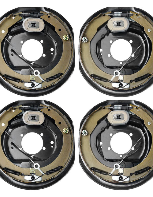 Load image into Gallery viewer, Electric Trailer Brake Assembly, 12" x 2", 2 Pairs Self-Adjusting Electric Brakes Kit for 7000 lbs Axle, 5-Hole Mounting, Backing Plates for Braking System Part Replacement (2 Right + 2 Left)
