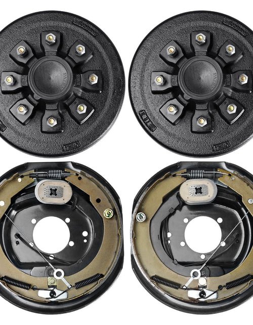 Load image into Gallery viewer, Trailer Hub Drum Kits 8 on 6.5" B.C. with 12" x 2" Electric Brakes, Self-Adjusting Trailer Brake Assembly for 7000 lbs Axle, 5-Hole Mounting, Backing Plates for Brake System Part Replacement
