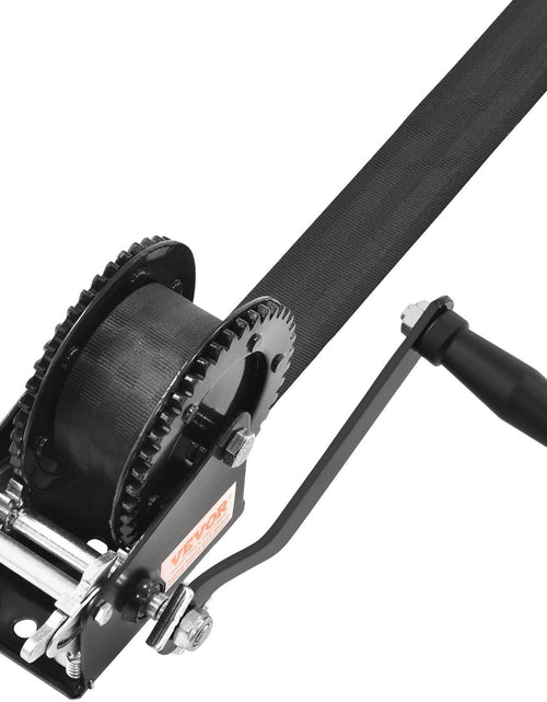 Load image into Gallery viewer, Hand Winch, 2000 lbs Pulling Capacity, Boat Trailer Winch Heavy Duty Rope Crank with 23 ft Polyester Strap and Two-Way Ratchet, Manual Operated Hand Crank Winch for Trailer, Boat or ATV Towing
