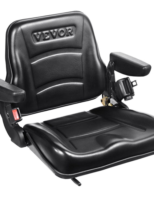 Load image into Gallery viewer, Universal Forklift Seat, Fold Down Tractor Seat with Adjustable Angle Back, Micro Switch, Seatbelt and Armrests, 6.3-13.4 inch Slot Tractor Seat for Tractor Loader Excavator
