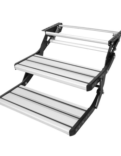 Load image into Gallery viewer, RV Steps, 2-Step, Manual Retractable RV Stairs, Foldable, 440 LBS Load Capacity, Aluminum Alloy Steps, Thickened Steel Plate, Non-Slip Steps for Safe Entry and Exit, RV, Trailer, Camper Steps
