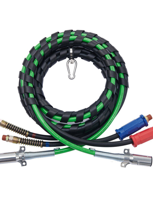 Load image into Gallery viewer, 15FT Semi Truck Air Lines Kit with 2PCS Glad Hands, 3-in-1 Air Hoses &amp; 7 Way ABS Electric Power Line, with 2PCS Gladhand Handles, 4PCS Seals and Tender Spring Kit for Semi Truck Trailer Tractor
