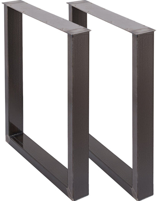 Load image into Gallery viewer, Set of 2 Steel Table Legs, 28''Height 23''Wide Dining Table Legs, Heavy Duty 3.1" Square Box Section Square Table Legs, 28x23x3.1 Inch Original Color Industrial Country Style Metal Dining Legs
