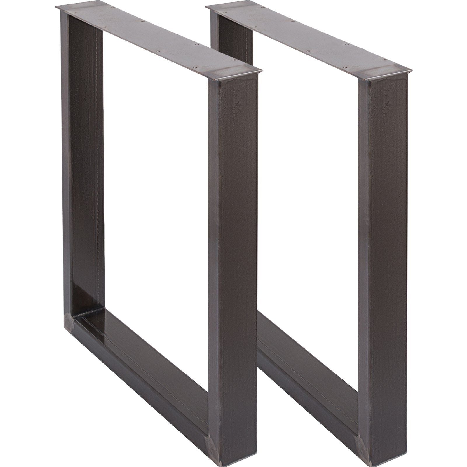 Set of 2 Steel Table Legs, 28''Height 23''Wide Dining Table Legs, Heavy Duty 3.1" Square Box Section Square Table Legs, 28x23x3.1 Inch Original Color Industrial Country Style Metal Dining Legs