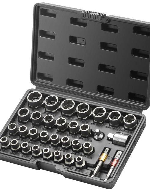 Load image into Gallery viewer, Bolt Extractor Set, 29-Piece Bolt and Nut Remover Set, 6mm to 10mm, 13/32" to 3/4", CR-MO Steel Extraction Socket Set with Storage Case, for Removing Damaged Rusted Bolts, Nuts and Screws
