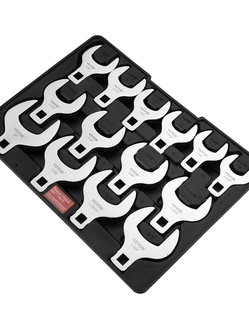 Load image into Gallery viewer, Crowfoot Wrench Set, 1/2" Drive 14-Piece SAE (1-1/16" - 2") Crows Foot Wrench Set with Storage Tray, 40CR Material with Laser Etched Sizing, for Mechanical Maintenance or Repairs
