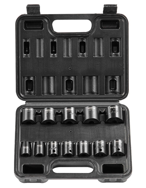 Load image into Gallery viewer, Impact Sockets Set 12pcs 6-Point 3/8in Drive Bit Ratchet Tool Kit Case
