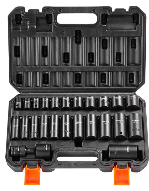 Load image into Gallery viewer, Impact Sockets Set 25pcs 6-Point 3/8in Drive Bit Ratchet Tool Kit Case
