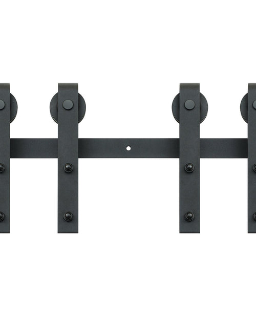 Load image into Gallery viewer, 8FT Sliding Barn Door Hardware Kit, 330LBS Heavy Duty Barn Door Track Kit for Double Doors, Fit 3.7-4.3FT Total Wide and 1.3"-1.8" Thick 2 Door Panel, with Smooth &amp; Silent Pulley (J Shape)
