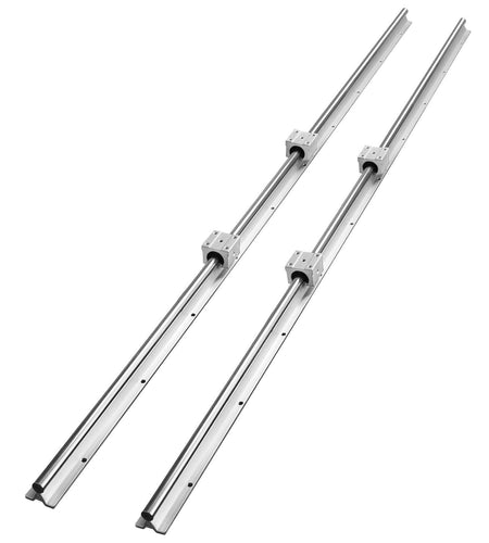 Linear Guide Rail Set, SBR20 1500mm, 2 PCS 59 in/1500 mm SBR20 Guide Rails and 4 PCS SBR20UU Slide Blocks, Linear Rails and Bearings Kit for Automated Machines DIY Project CNC Router Machines