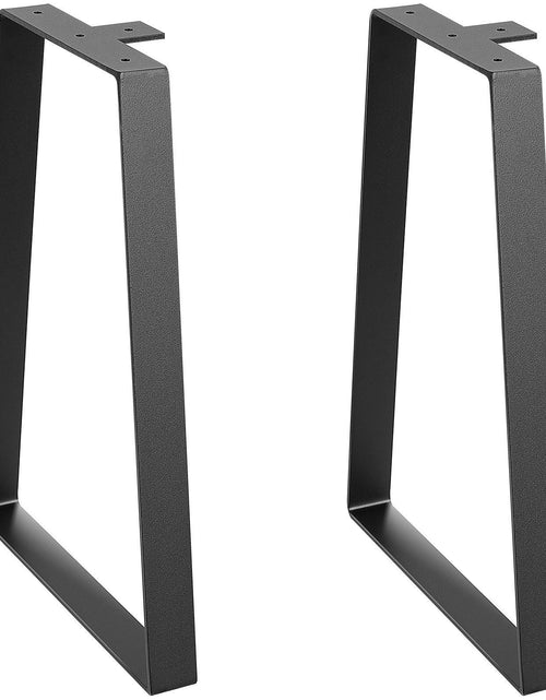 Load image into Gallery viewer, 16 inch Trapezoid Steel Table Legs, Replacement Furniture Legs Set of 2 for DIY Coffee Tables, Modern Desks, Bench, Night Stands, Sofa, Max Load 400 lbs Heavy Duty, Quick Instalation Legs Black
