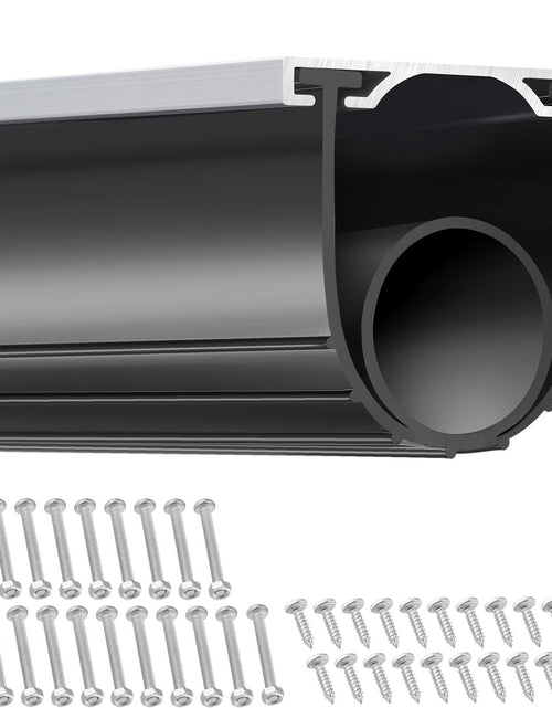 Load image into Gallery viewer, Garage Door Seals Bottom Rubber, U Shape +O Ring Combination Garage Door Weather Stripping with Pre-drilled Aluminum Track Retainer Kit, 5/16 inch T-ends and 3 3/4 inch Width (16 Ft, Black)

